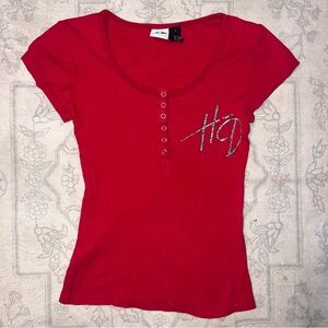 Y2K Rhinestone Harley Davidson Top